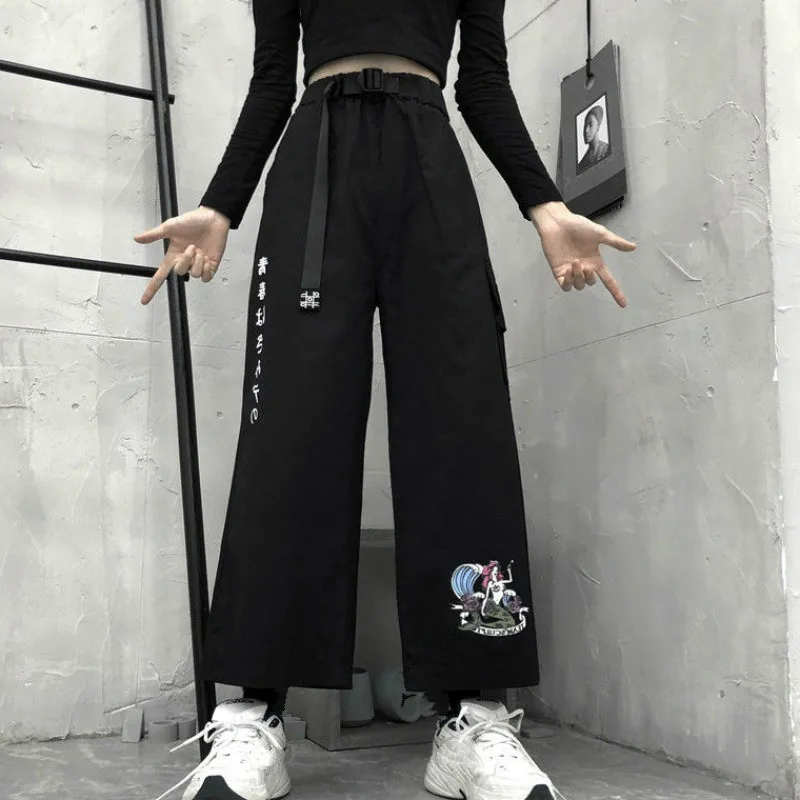 Японские брюки карго с широкими штанинами мультяшным принтом|Брюки| |