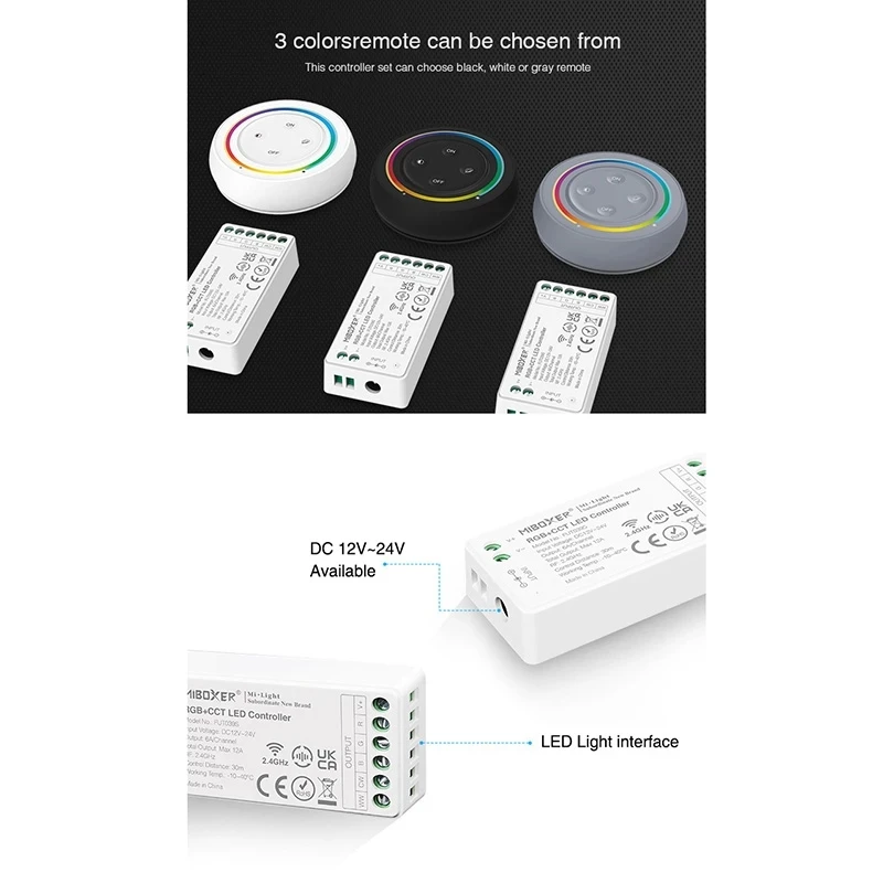 Комплект светодиодных контроллеров Miboxer двойной белый/Одноцветный/RGB/ RGBW/RGB + CCT