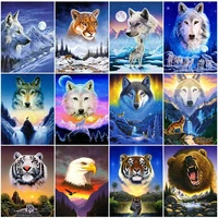 new full drill 5d diamond painting animal wolf square diy diamond mosaic embroidery tiger scenery picture home decoration