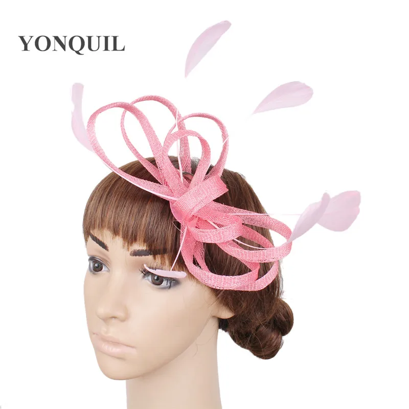 Женская Свадебная вуалетка с бантом элегантная шляпа перьями и шпилькой для