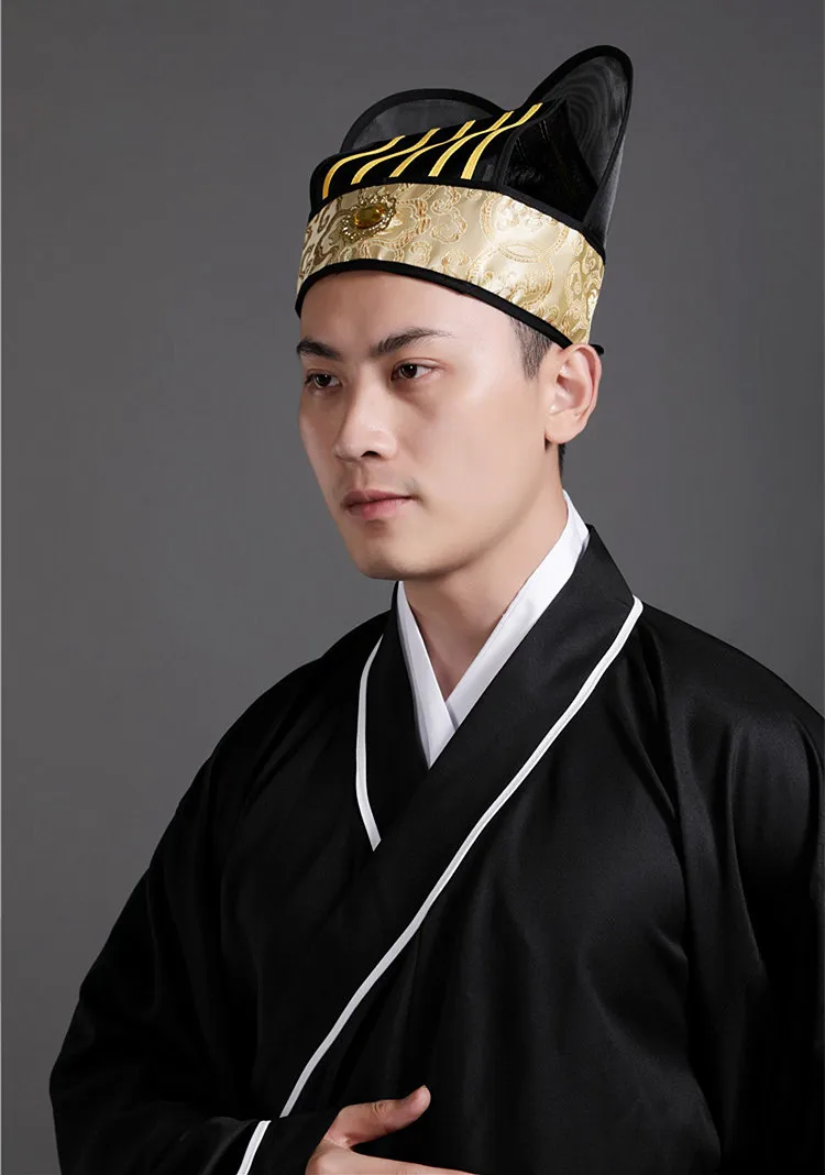 Adult Men Ancient Hat Chinese Traditional Headdress Hanfu Hat Headdress Yellow Red Chinese Vintage Hat Cosplay Outfit For Men