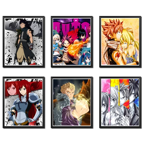 Сказочный плакат Нацу гаджэль лаксус, Эзра, Люси, холст, декоративный художественный постер, 8x10 дюймов, без рамки, набор из 6 шт.