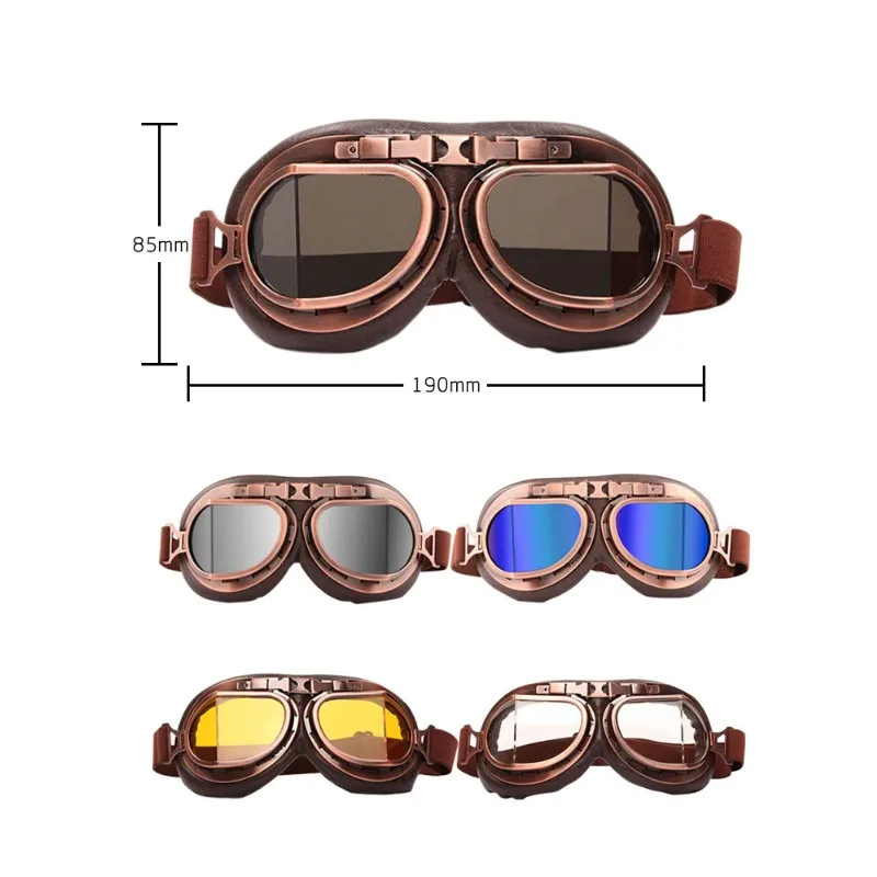

Motorcycle Goggles Glasses Motorbike Pilot Steampunk Vintage ATV Biker Scooter Cruiser Jet Helmet Cycling Ski Retro Sunglasses