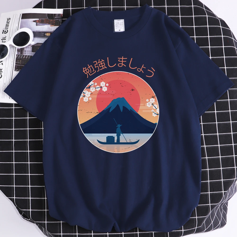 

Sunsetprinting Mount The Fuji In футболка для мужчин Модные Винтажные Футболки с коротким рукавом мягкая одежда Harajuku Креативные мужские футболки
