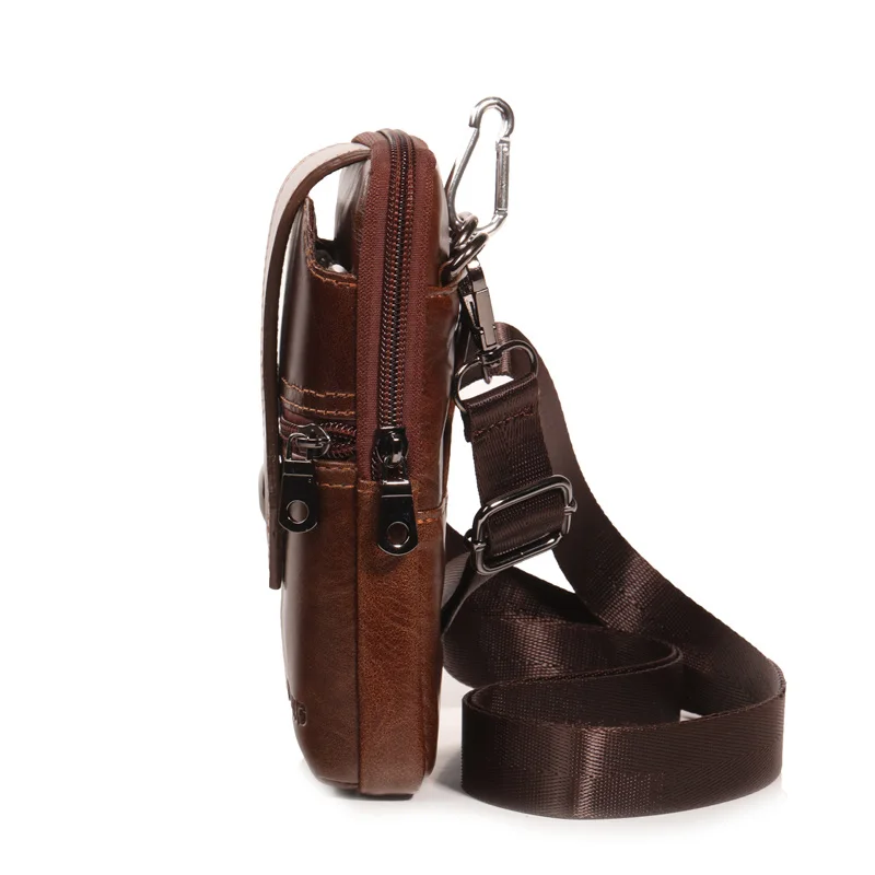 Поясной кошелек из натуральной кожи для мужчин миниатюрный клатч на ремне карт и