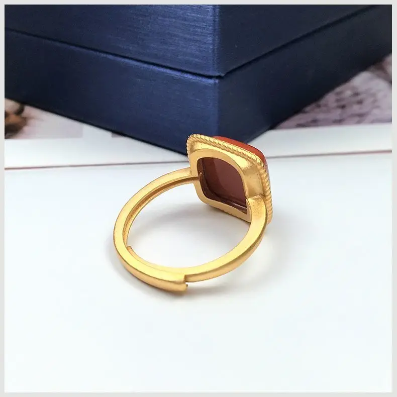 

S925 Sterling Silver Vintage Inlaid Natural South Red Agate Vintage Antique Han Chinese Clothing Cheongsam with Women's Opening