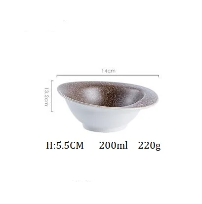 14 CM Bowl NIMITIME1 шт., японский стиль, керамическая Ретро миска для салата из риса с камнем, тарелка для фруктов, тарелка для суши, десертный ужин, домашняя посуда - Цвет: 14 CM Bowl