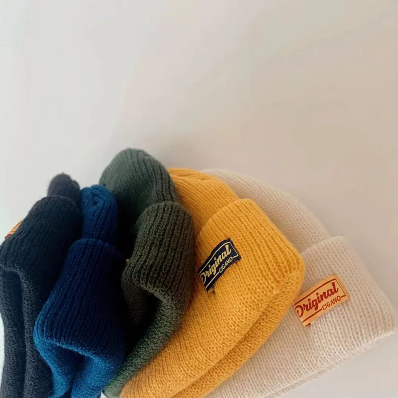 1 шт. детская трикотажная двухслойная шапка с буквенным принтом | Аксессуары для