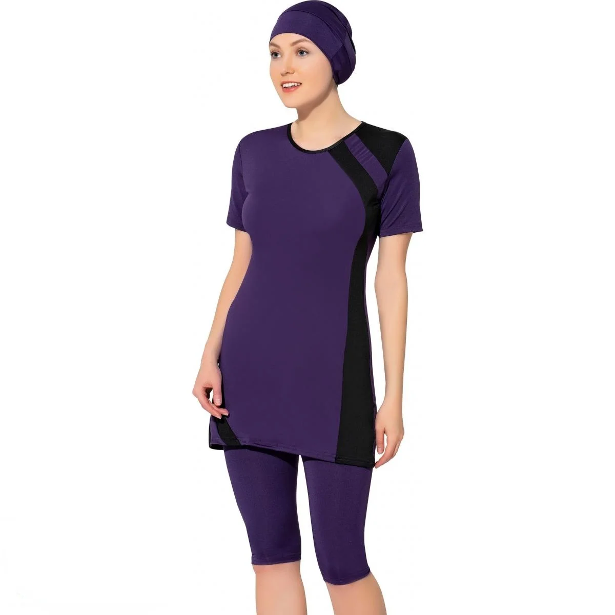 

Half Sleeve Piece Semi Burkini Muslim Swimwear 36-52 Plus Size Hijab Islamic Swimsuit Fashion Turkey Women Cover