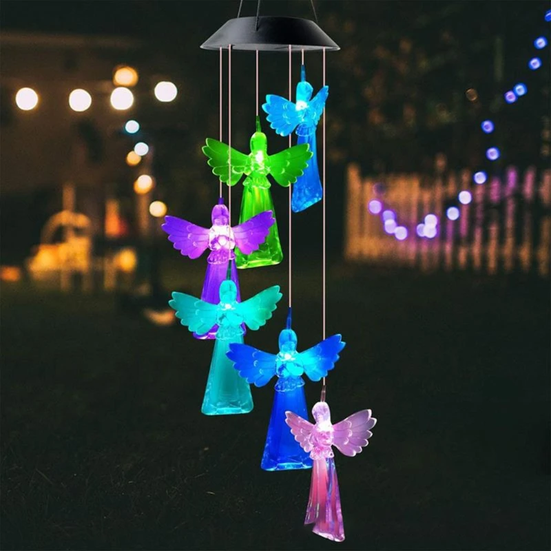 

Solar Angel Wind Chime Light Elegant Wall Hanging Decor Ornament Outdoor Garden