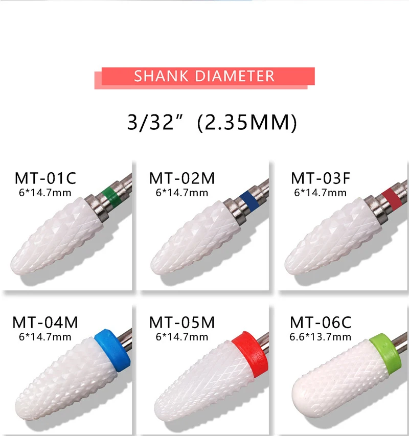 Керамический насадок для маникюра и педикюра с коническим буром, 1 шт., электрический, для очистки кутикулы и шлифовки ногтей, головка шлифовального инструмента 3/32 дюйма, 2020 года.