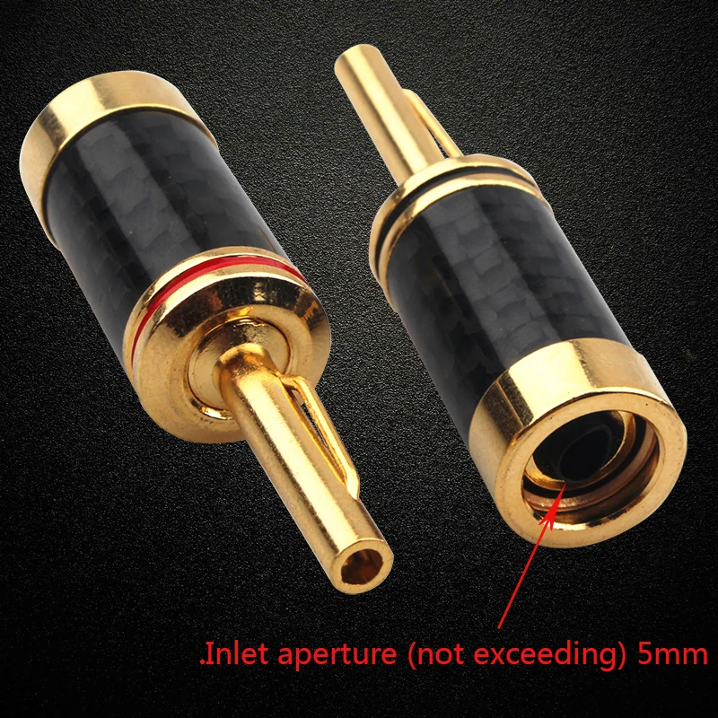 8Pcs Gold Plated Speaker cable Banana plug HiFi Audio Adapter  Carbon Fiber Banana Plug Free Welding Speaker Connector