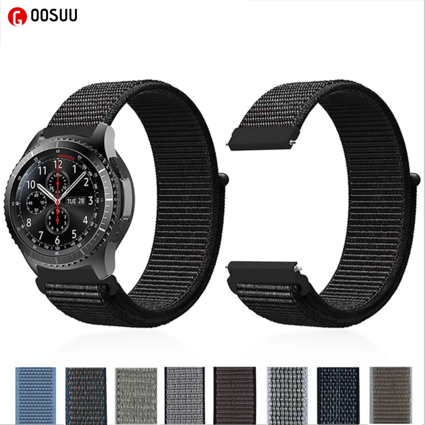 

for Samsung Galaxy watch active2 Nylon+Velcro Loop Band Camou Belt Adjustable Watch Strap for Samsung Watch 20mm 22mm Wristband