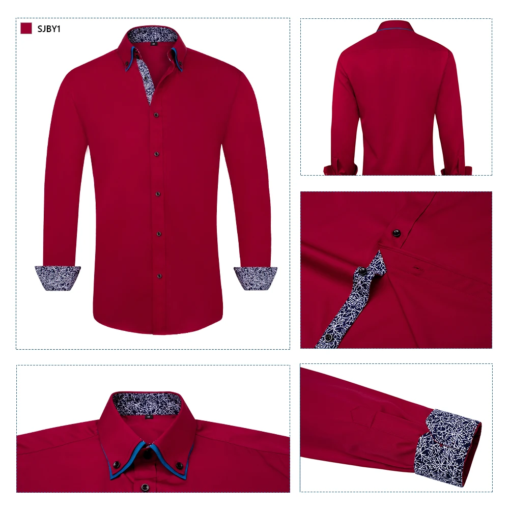 Эластичные повседневные мужские рубашки обычные нежелезные с длинным рукавом