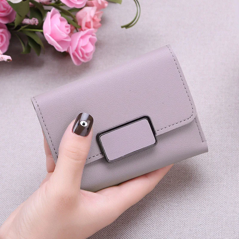Purple Новинка, маленький кошелек для денег, Женский Повседневный однотонный кошелек, Модный женский короткий Мини Универсальный корейский студенческий маленький кошелек - Цвет: Purple