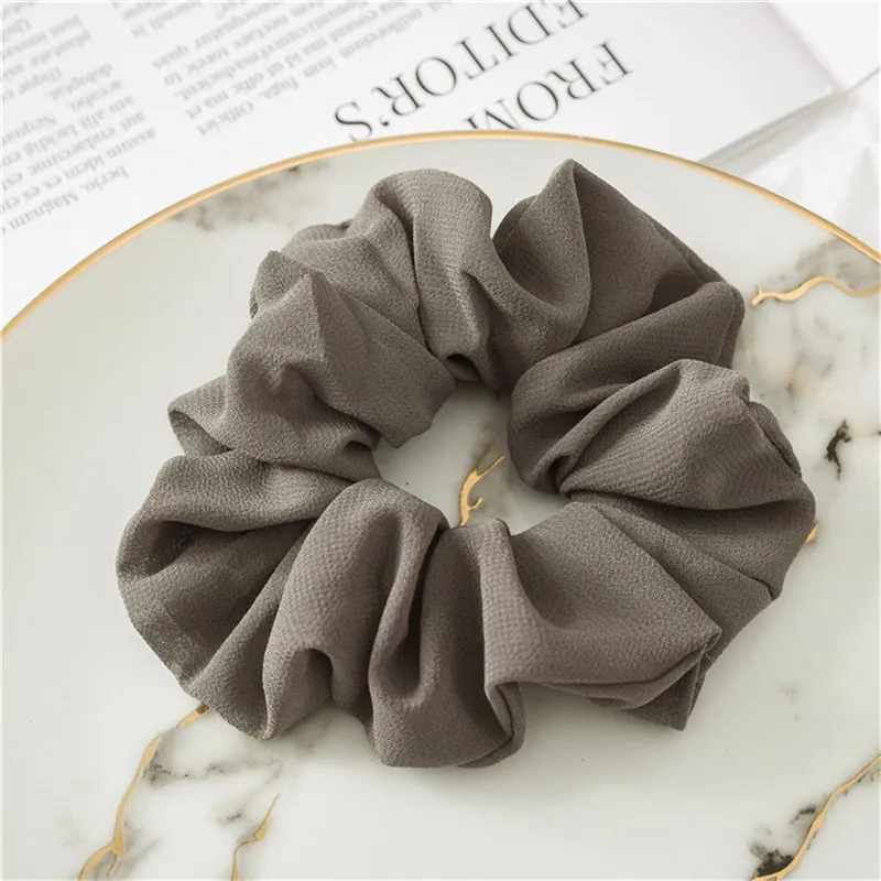 deep gray 1 шт., Женский однотонный атлас, резинки, эластичные волосы резинки, бант, скручивающий пакет, Милые простые шелковые аксессуары для волос для девочек - Цвет: deep gray
