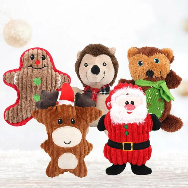 Собака Chritmas игрушки с пищалкой звук жевания игрушка для щенка собаки кошки