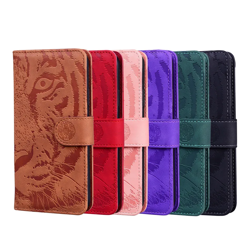 

Tiger Print Flap Leather Shell Cases Suitable For OPPO Phone F17 Reaime 7i Reaime C17 Case