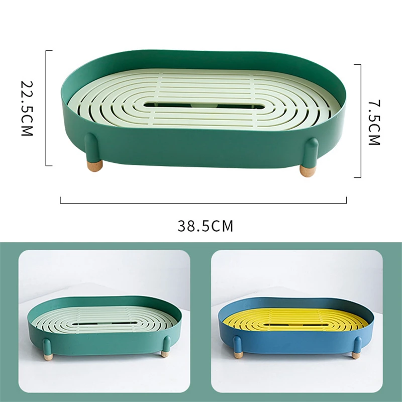 

2021 Nordic Draining Tea Tray Storage Plate Household Draining Plate Cosmetic Organizer Living room Kitchen Fruit Storage Tray