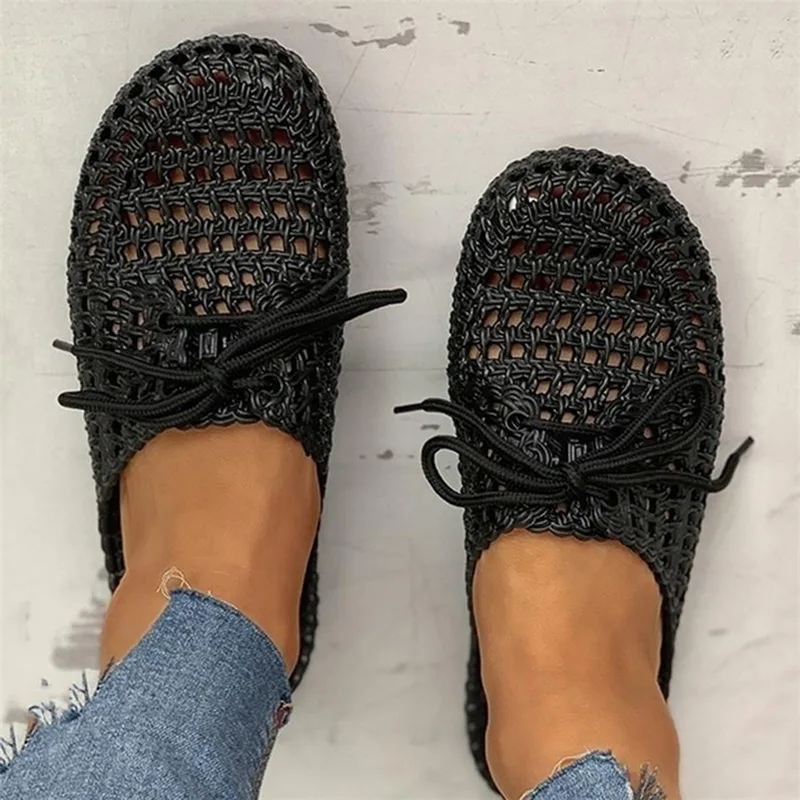 

2021 Summer New Women's Openwork Slippers Non-slip Deodorant Breathable Flat Sandals Home Indoor Lazy Student Slippers