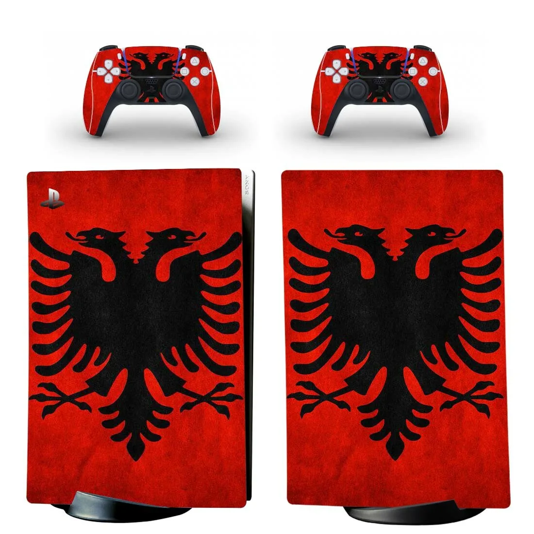 

Albania National Flag PS5 Digital Edition Skin Sticker Decal Cover for PlayStation 5 Console and 2 Controllers PS5 Skin Sticker
