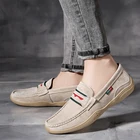 Мужские замшевые мокасины, коричневые повседневные мягкие удобные лоферы, дышащая нескользящая обувь для вождения, 2021