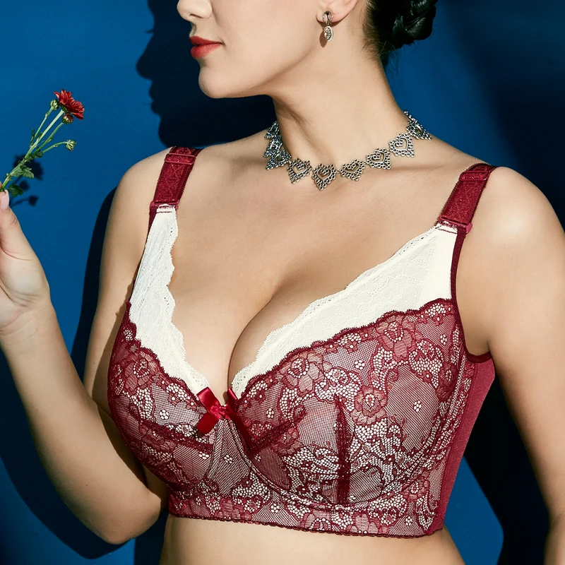 Women's Full Coverage Lightly Padded Underwire Balconette Lace Bra 34 36 38 40 42 44 46 B C D E F G H I J