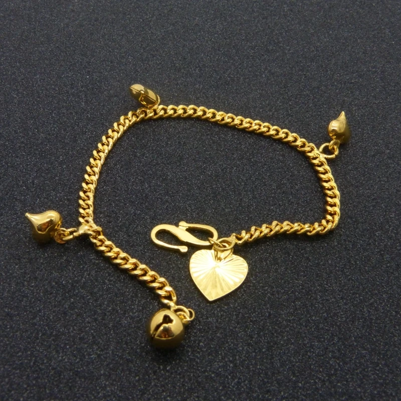 

Heart Bracelet Yellow Gold Filled Lovely Childens Chain Bracelet Link