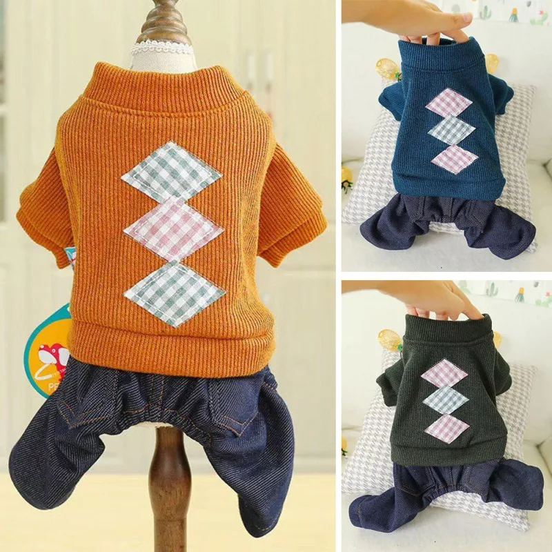 Милый комбинезон для маленькой собаки Униформа свитер со щенком повседневный