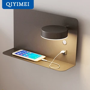 Настенные светодиодсветодиодный светильники для спальни, 5 В, 2,1 А, USB-интерфейс для зарядки, с цветочным светильником, светильник для дома