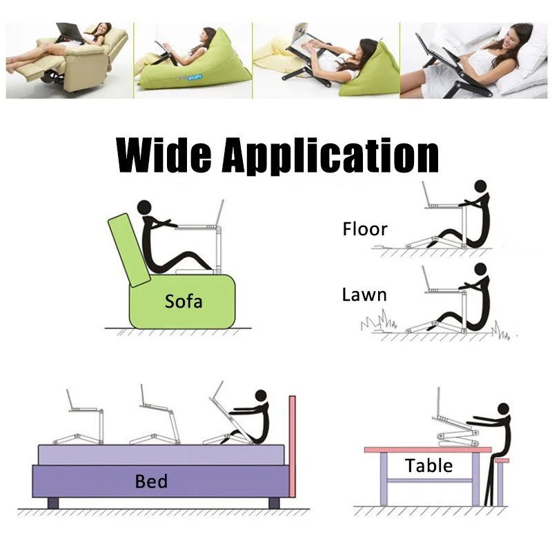 

Adjustable Laptop Desk Stand Multi Portable Aluminum Ergonomic Lapdesk For TV Bed Sofa PC Notebook Table Stand With Mouse Pad