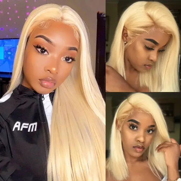 Blonde 613 Straight Wig Brazilian T Part Lace Straight Wigs For Black Women Pre Plucked With Baby Hair
