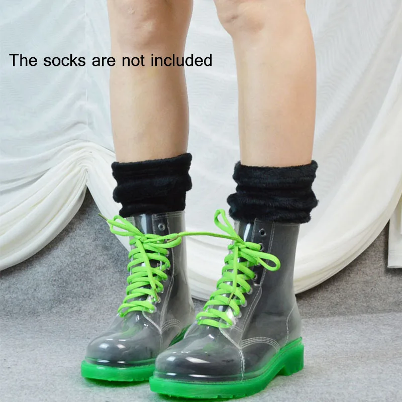 Gtime Women Rain Boots Lady Lace Up Waterproof Shoes Woman Transparent Candy Colors Ankle Botas Outdoor chaussures femme SG8 | Обувь