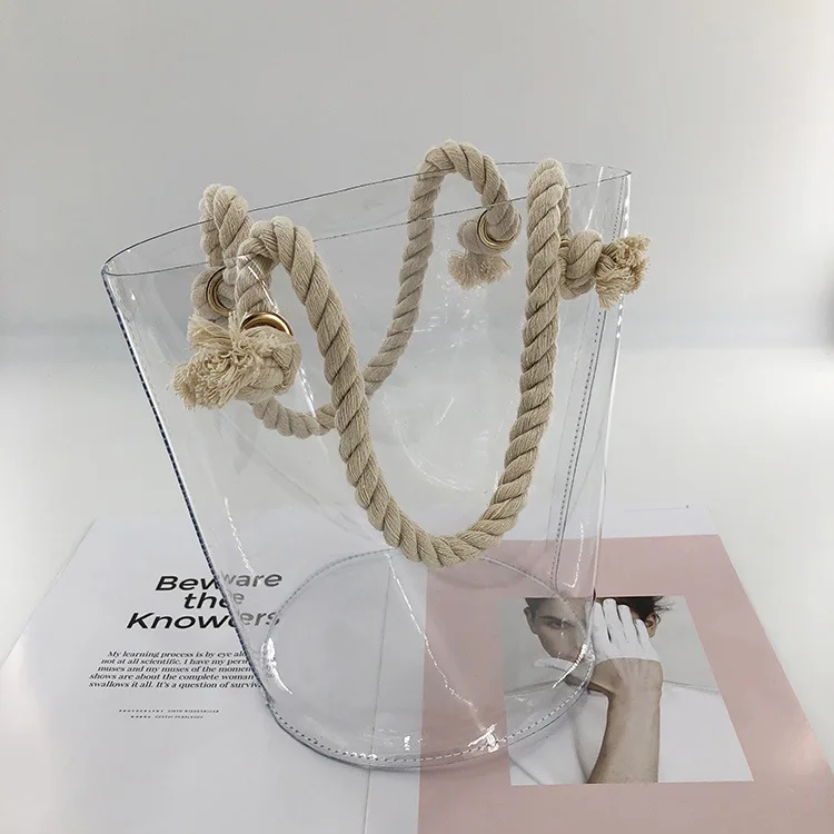 

Hot Sale Transparent PVC Handbag Women Personality Composite Bag Sweet Lady bucket bag Crystal Jelly Clear Beach Bag Tote