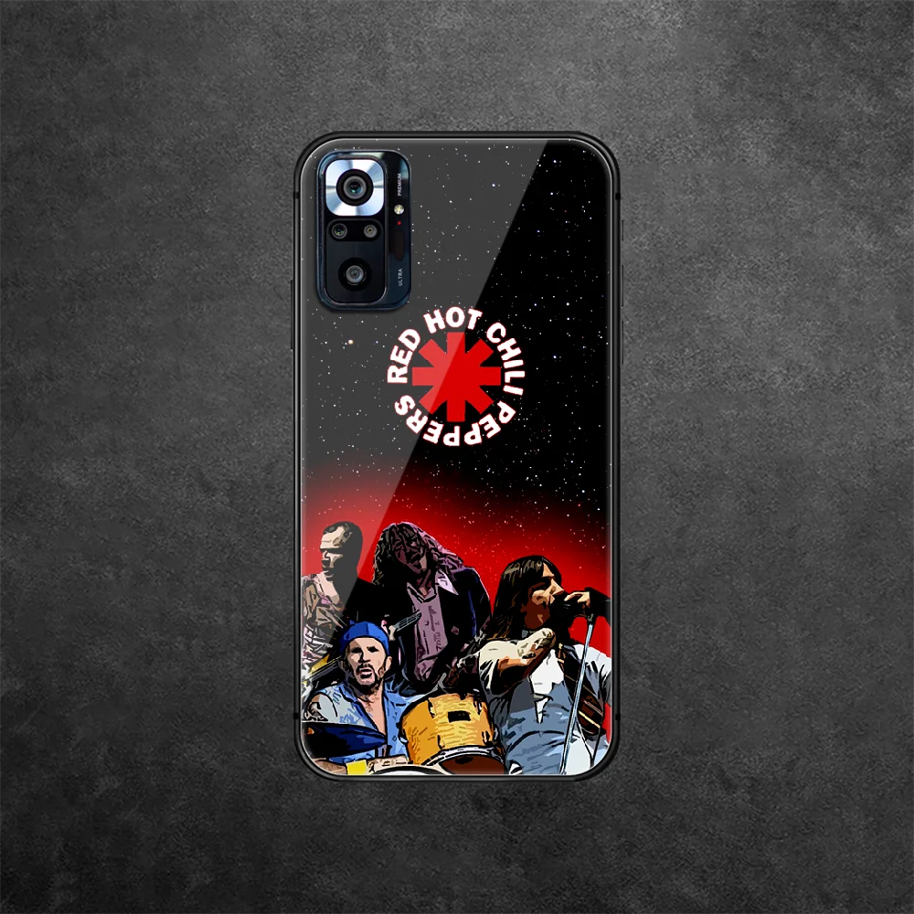 

RHCP Rock Band Tempered Glass Phone Case Cover For Xiaomi Redmi Note 7 8 9 10 A C T S Pro K 30 40 Trend Painting 3D Black