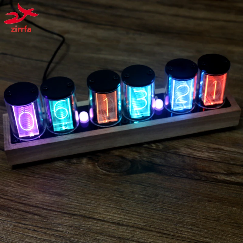 

zirrfa 4 Bits full color LED Glow nixie Tube Digital Clock diy Kit Retro Desk Watch 5V Micro USB Powered