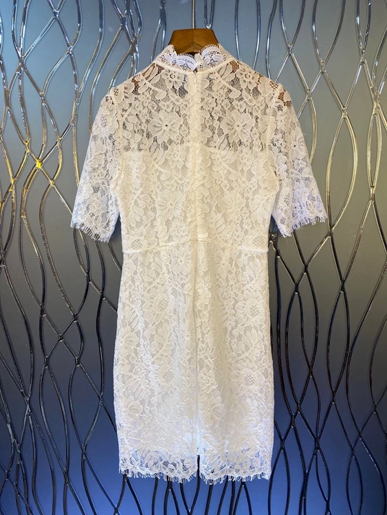 2020 летнее и осеннее новое женское элегантное кружевное платье с коротким рукавом