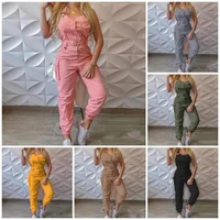 overalls for women solid sleeveless sashes jumpsuit high waist cargo restraint pants rompers summer slim jumpsuits office lady