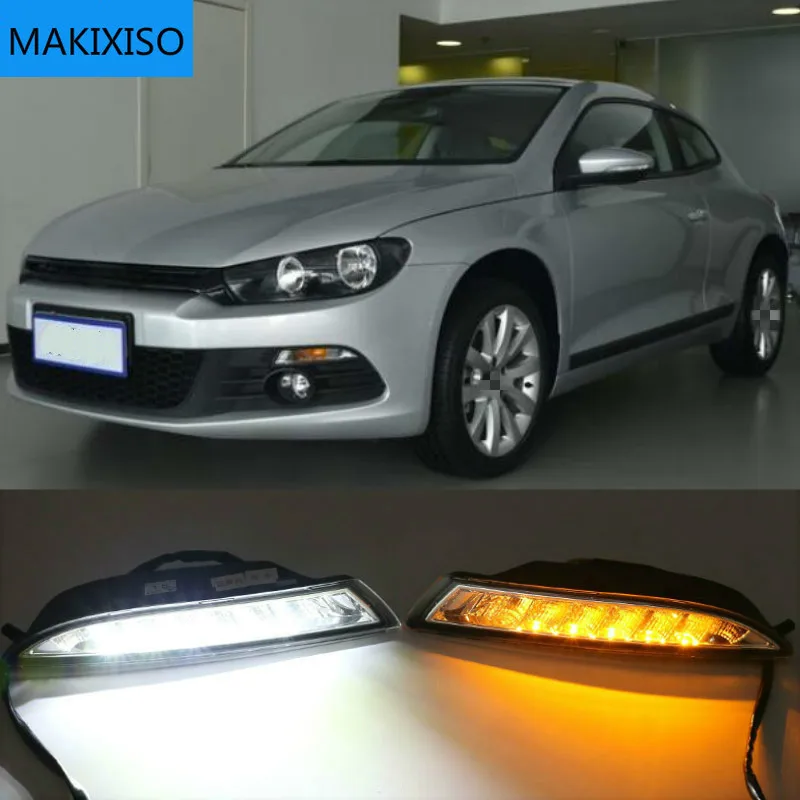 

Желтое реле сигнала поворота для Volkswagen Scirocco 2008-2013, водонепроницаемое 12 В светодиодный Автомобильные светодиодные дневные ходосветильник DRL