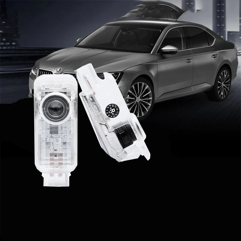 

2pcs M10322 For Skoda Car Welcome Logo Light Step Courtesy Lights Door Ghost Shadow Laser Projector With 12 Patterns