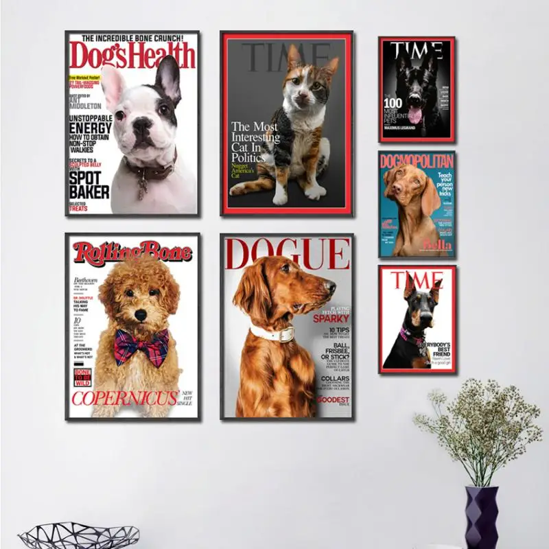 Vogue журнал Обложка плакат Pet Dog художественные принты современная мода Холст Живопись стены картины для гостиной спальни домашний декор