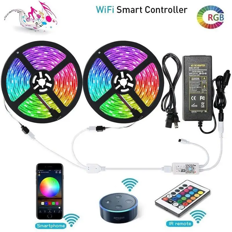 

Decorative LED Lights WiFi Strip Tape Light For Kitchen Bedroom RGB SMD5050 Flexible Ribbon Lighting Livingroom Smart Controller