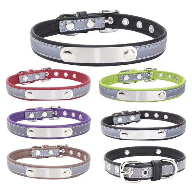 

Personalized Engraved Puppy Cat Pet ID Tag For Small Medium Dogs Leather Custom Collars