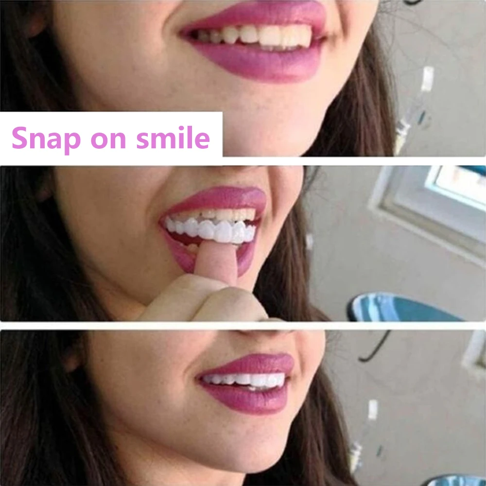 

Full Set Top + Bottom Silicone False Teeth Top Bottom Upper Lower Veneers False Teeth Cosmetic Denture One Size Fits Most