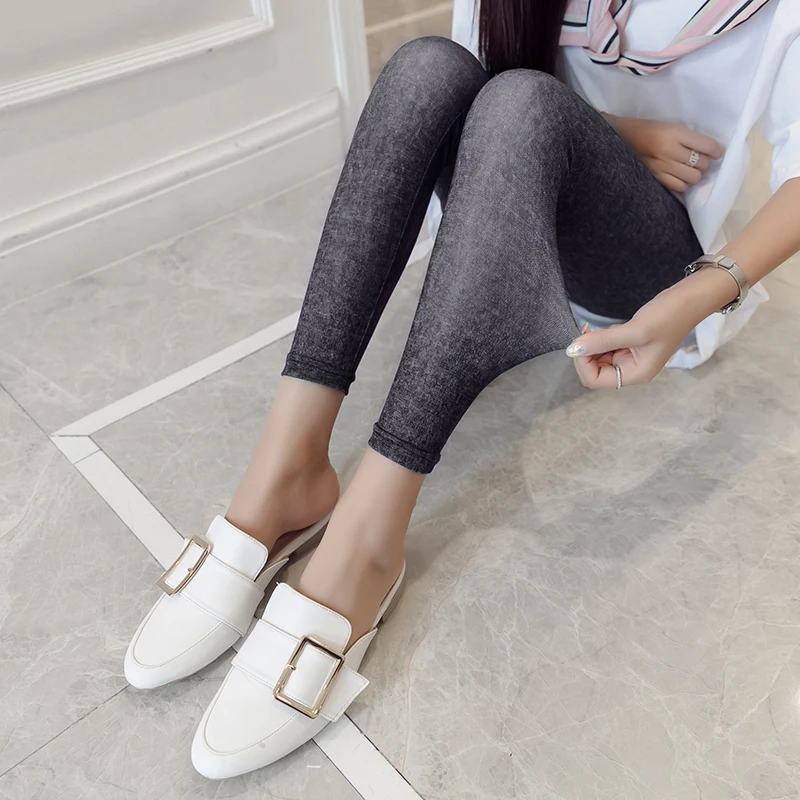 

Basic Trousers Women's Thin Summer High Waist Elastic Large-size Ice-screen Gauze Nine-piece Safe Leggings