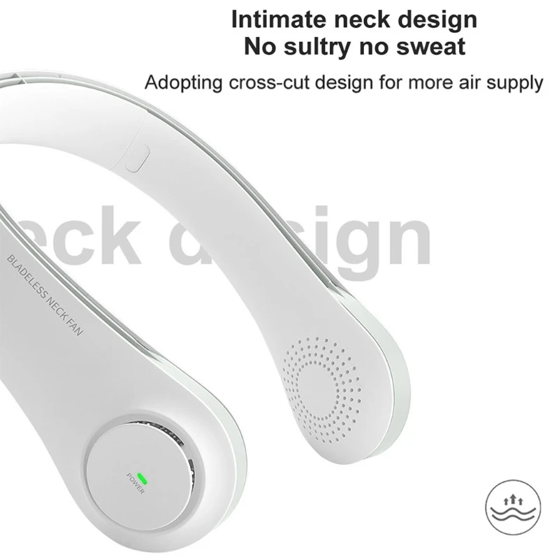 

Portable Bladeless Necklace Fan Hanging Neck Mini Air Cooler USB Charging Small Personal Cooling Tools for Home Office