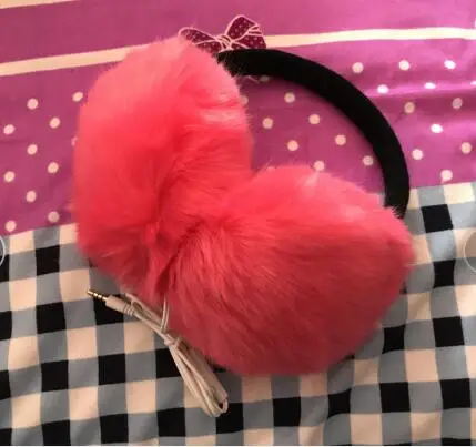 Watermelon red Новое поступление плюшевые наушники зимняя Гарнитура ухо теплые наушники музыка мультфильм наушники для девочек - Цвет: Watermelon red