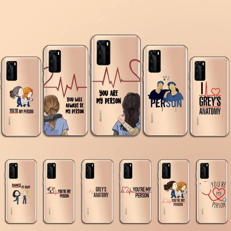 

Greys Anatomy Phone Case Transparent for Huawei P20 P30 P40 lite pro P smart 2019 honor 8x 10i