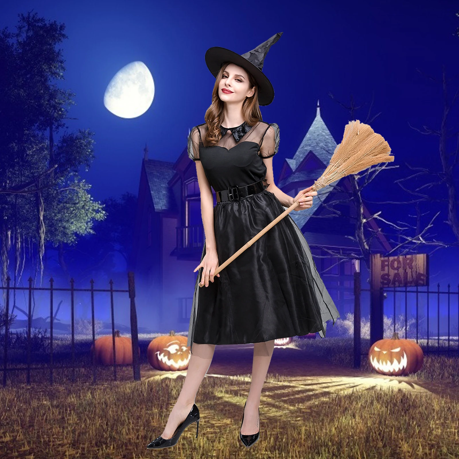 

Women's Sorceress Witch Costume Sexy Halloween Bewitching Witch Black Halloween Sexy Witch Costume Cospaly Fancy Dress