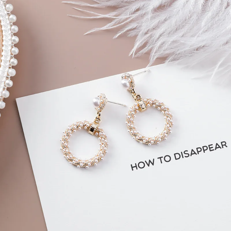 2021 барокко старинные жемчужные круглый свисающие серьги для женщин Корейские